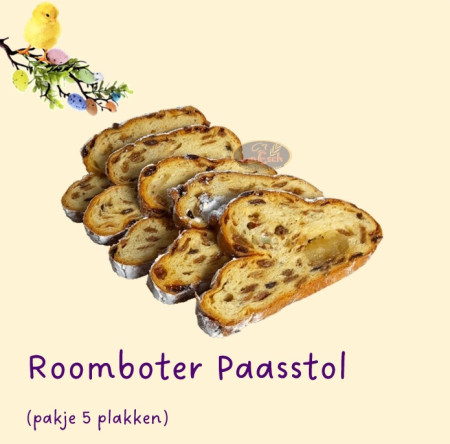 roomboter Paasstol gevuld met o.a. clean label amandelspijs (pakje van 5 plakken)